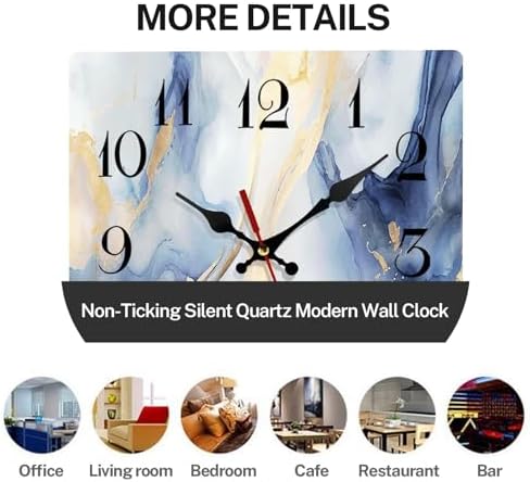 ArtSocket Square Wall Clock Silent Non-Ticking 10" Abstract Marble - Image 5