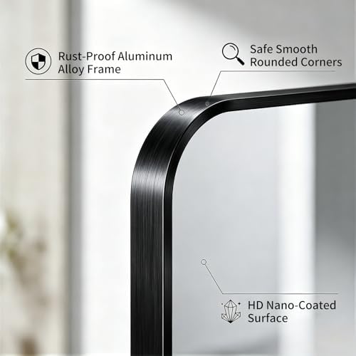 Bathroom Mirror 40"x50" Matte Black Rectangle Bathroom Wall Mirror - Image 2