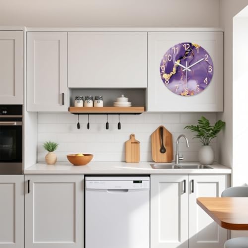 Purple Marble Glass Wall Clock 14 Inch - Image 3