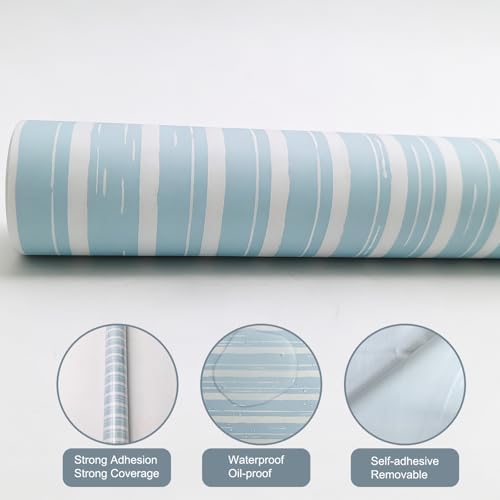 Blue Stripe Wallpaper Peel and Stick Wallpaper Wall Paper Self Adhesive Liner - Image 5