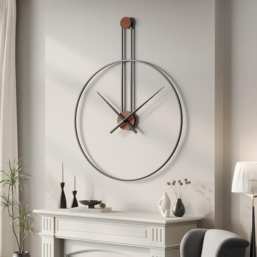 Cuspin 36 Inch Large Wall Clock, Modern Black Metal Clocks - Image 2
