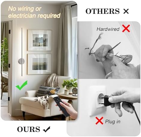 KARTOOSH Battery Operated Modern Wall Sconce Set of Two, 27.6 Inch Nickle - Image 2