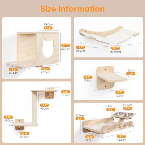 8-in-1 Cat Wall Shelves for Large Cats, Wall Mounted Cat Furniture - Image 3