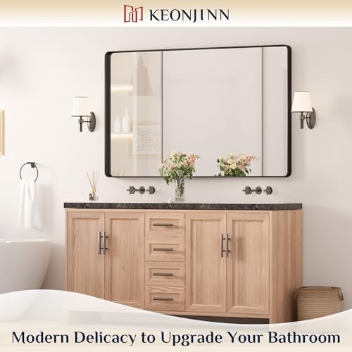 Keonjinn 48 x 30 Inch Black Bathroom Mirrors - Image 2