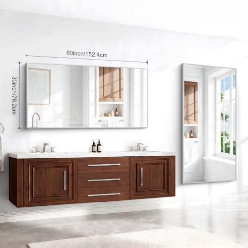 BONEWEI Silver Bathroom Mirror, 30x60 inch Wall Mirror - Image 7