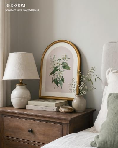 VIYYIEA Floral Wall Art, Vintage Gold Arched framed Lilac Flower Prints - Image 2