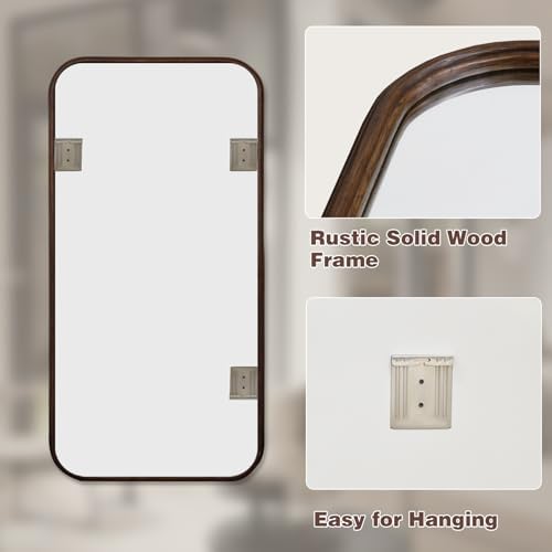 Niccy Rect Full Length Mirror, Wall-Mounted Wood Mirror - Image 3