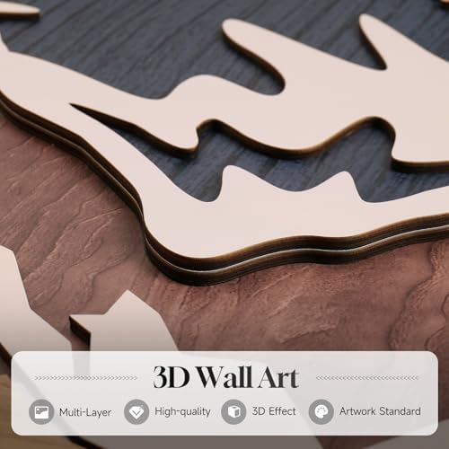 Large Framed 3D Wood Mountain Wall Art Decor - Image 2