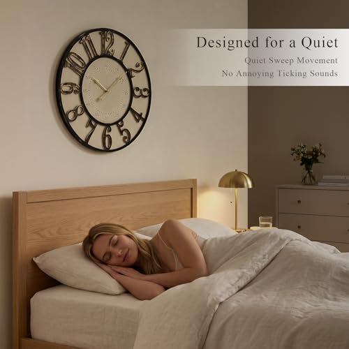 EMAX HOME 24 Inch Large Wall Clock, Vintage Farmhouse Oversized Wall Clocks - Image 5