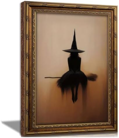 Vintage Gold Framed Halloween Canvas Wall Art by Unknown