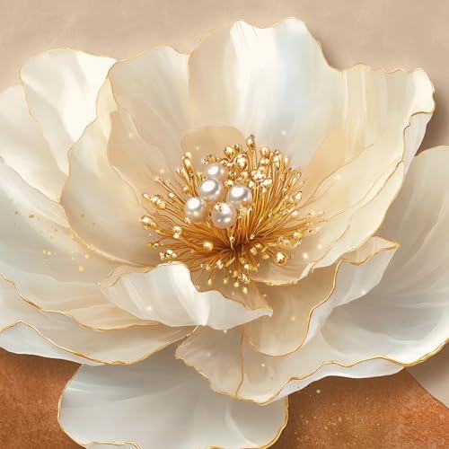 Extra Large Modern Elegant Gold Floral Wall Art - Image 5