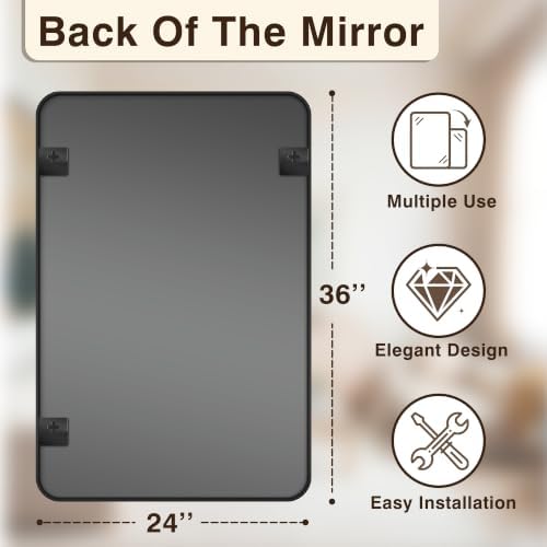Vanity Bathroom Mirror, 36”x24” Black Bathroom Mirror - Image 2