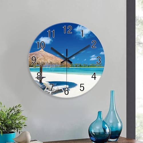 XFM Beach Wall Clock Battery Operated 16 Inch Blue Coastal - Image 3