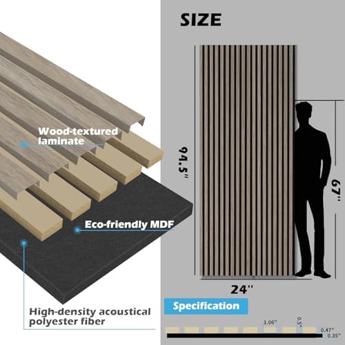 Art3d Acoustic Wood Slat Panels 94.5"x24" - Image 4