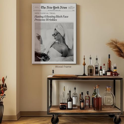 Funky Girl Preppy Aesthetic Posters Black And White Newspaper Wall Art 12x16in - Image 3