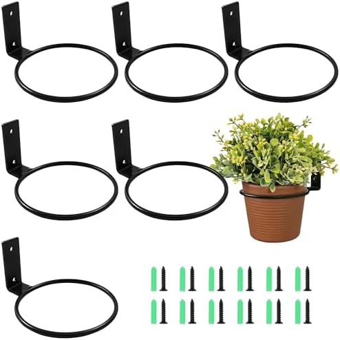 6 Pack 4 Inch Black Plant Pot Holder Ring, Metal Flower Holder Brackets Rings by Unknown