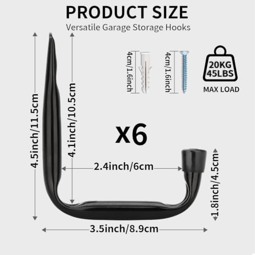 Garage Storage Hooks, Wall Mount Heavy Duty J Utility Hangers - Image 2