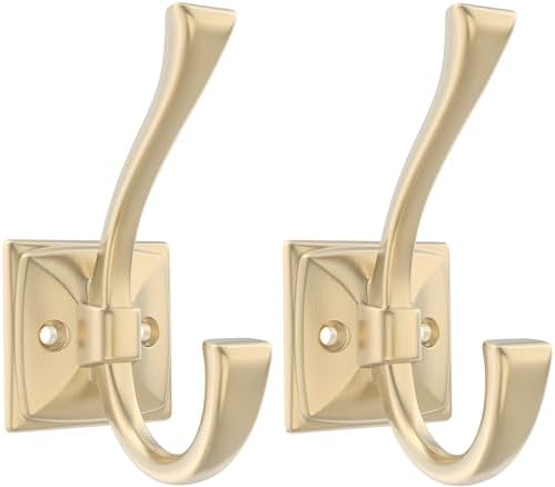 TOFIIGREM 2 Pack Brushed Gold Wall Hooks by TOFIIGREM