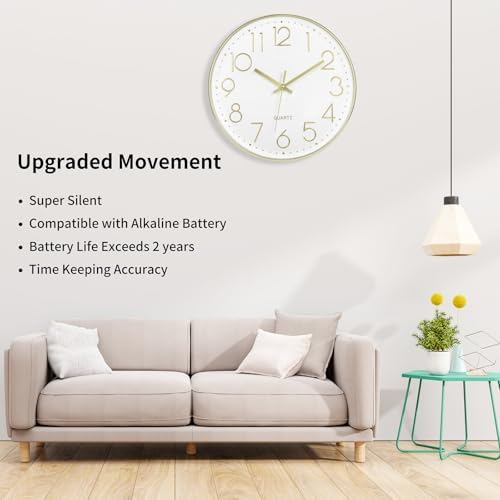 Foxtop 12" Modern Wall Clock Silent Battery Operated Analog Clock - Image 3