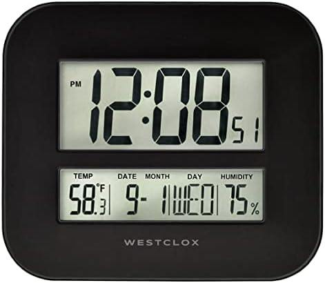 Westclox Black Large Digital Wall Clock, Temperature, Battery Powered by Westclox