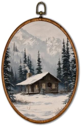 KSDUT Vintage Neutral Winter Landscape Oval Wall Art 8.6"x11.4" by KSDUT
