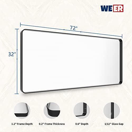 WEER Black Bathroom Vanity Mirror 72X32 Inch - Image 6