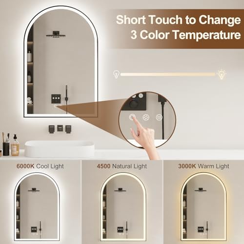 24"x36" Arched LED Lighted Bathroom Mirror - Image 4