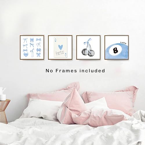 okaxscm Light Blue Coquette Trendy Preppy Wall Art Prints Set of 4, Coquette - Image 4