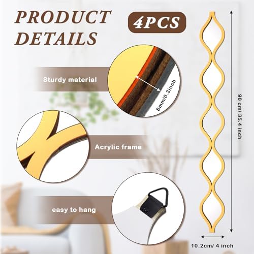 Qunclay 4 Pcs Teardrop Mirror Wall Art Decorative Mirror Wall Decor - Image 2