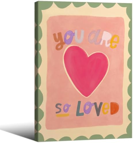Watercolour You Are So Loved Wall Art Cute Pink Hand Drawn Heart Canvas Poster by Unknown