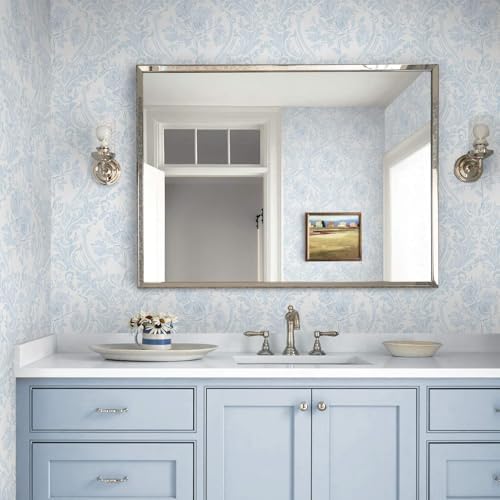 Ismoon Floral Peel Stick Wallpaper Vintage Blue Damask - Image 5