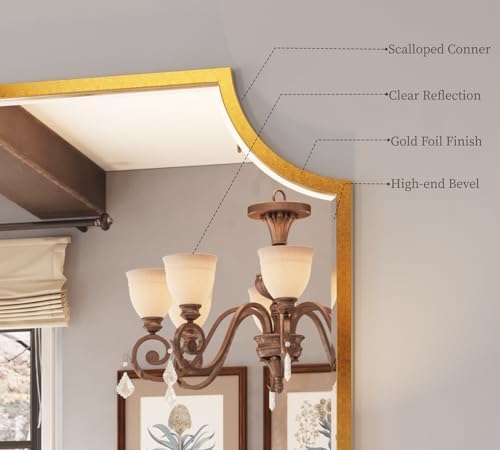 Kelly Miller 30"x40" Gold Foil Metal Scalloped Decorative Wall Mirror - Image 6