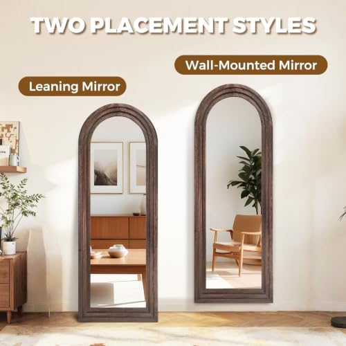 58x22 Arched Full Length Mirror, Solid Wood 3 Layer Frame - Image 7