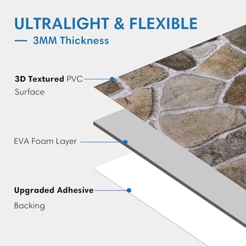 COMSTICKC 3D Faux Stone Wall Panels Peel and Stick Decorative Tiles - Image 4
