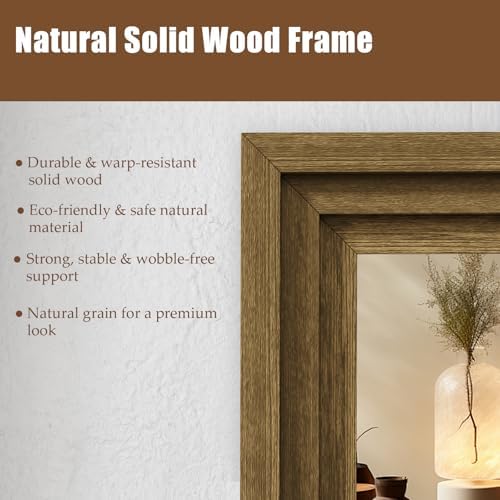 Wood Full Length Mirror 71"x30", Large Solid Wood Frame Floor Mirror - Image 3