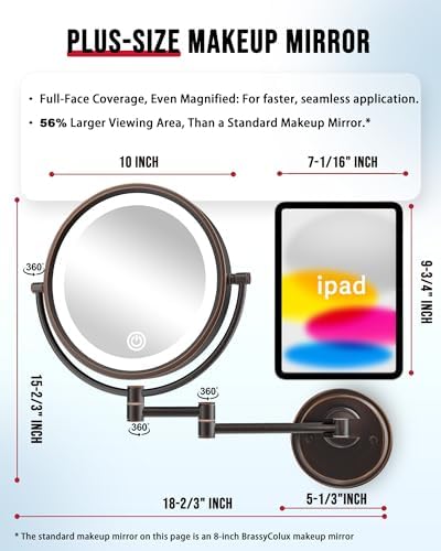 10" Brass Large Wall Mounted Makeup Mirror - Image 5