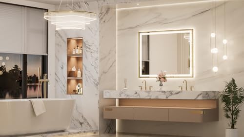 Keonjinn 48x36 Inch Gold LED Bathroom Mirror - Image 2