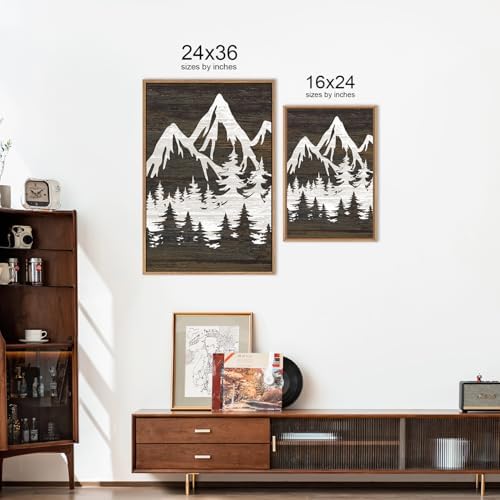 LHIUEM Large Mountain Tree Framed Canvas Wall Art Set, Modern White Forest Art - Image 6