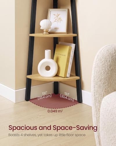 VASAGLE 4-Tier Corner Shelf Stand, Modern Ladder Shelf - Image 3