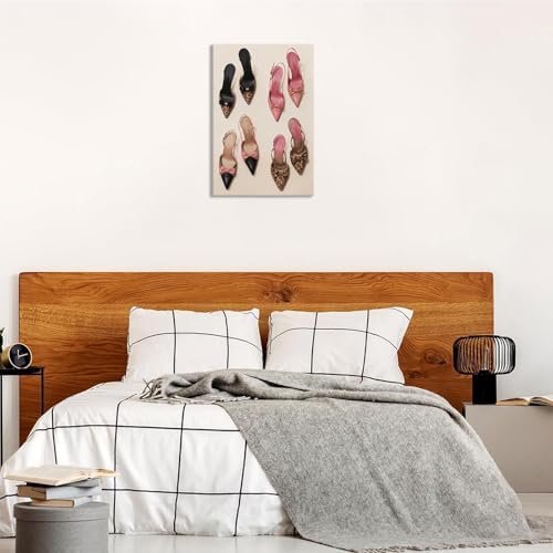 Pink Heel Leopard Posters Trendy Bow Leopard Heels Canvas Wall Art Coquettish - Image 6