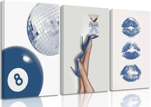 Blue Fashion Canvas Wall Art, Trendy Ashion Pictures Wall Decor16X12in by YZLYADWALLART