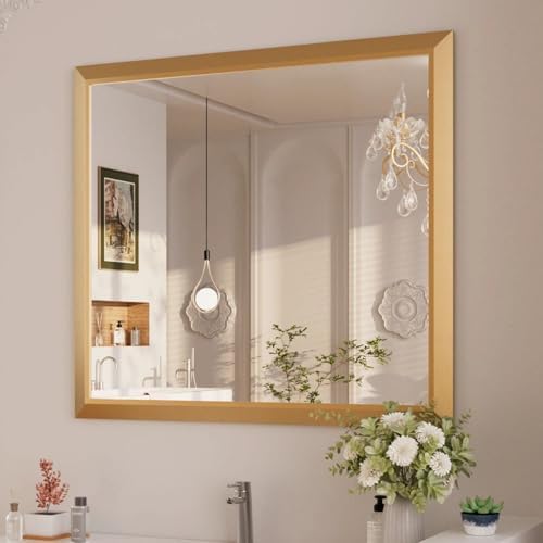 Amorho Bathroom Mirror for Wall, 40 X36 Inch Metal Framed by Amorho