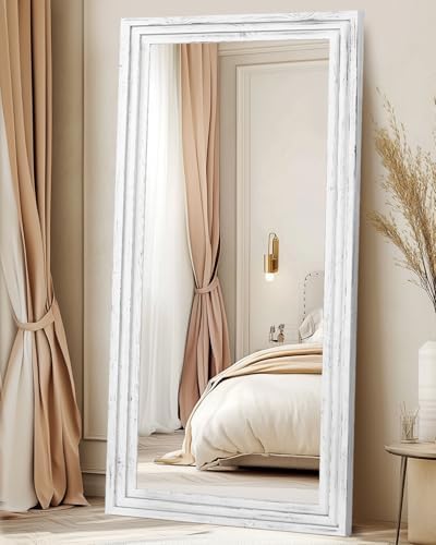 76x34in Full Length Mirror, 3-Tier Stepped Solid Wood Frame - Image 5
