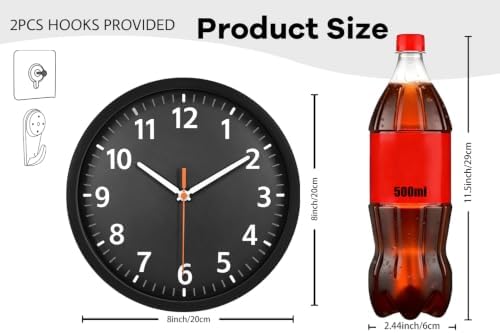 8" Small Wall Clock, Battery Operated Clock - Image 3
