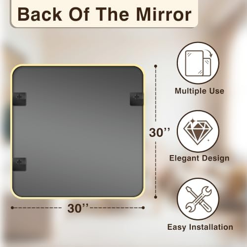 Vanity Bathroom Mirror, 30”x30” Gold Bathroom Mirror - Image 2