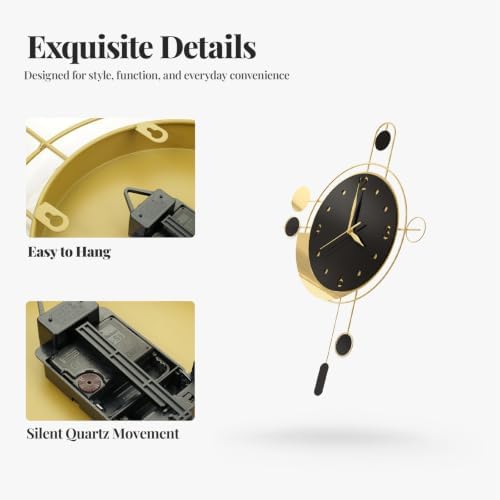 Cuspin Modern Wall Clock Black Gold - Image 6