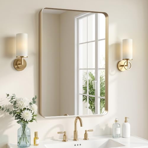 Kosmonia 36x24 Inch Bathroom Vanity Mirror Brushed Champagne Gold by Kosmonia