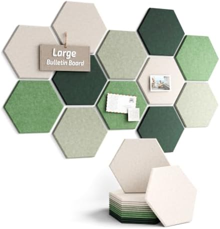 Fluxynara 12-Pack Hexagon Felt Bulletin Board Tiles, Sagewood-1 by FLUXYNARA