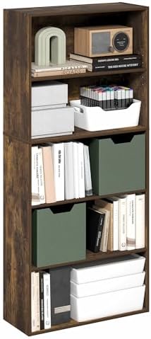 Furinno Jaya Book Shelf, 5-Tier Bookshelf, 52 Inch Tall Standing Bookcase - Image 4