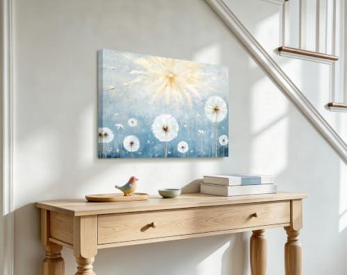 Nicetop Small Blue Dandelion Artwork Canvas Wall Art - Image 6